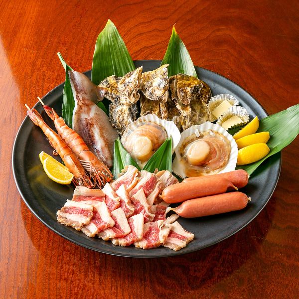 鮮度抜群の料理を自分で焼いて食べる！浜焼きセット