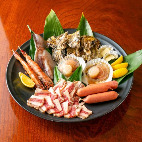 鮮度抜群の料理を自分で焼いて食べる！浜焼きセット