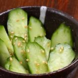 Cucumber (salty sauce or spicy miso or spicy) / salted cabbage / salted edamame