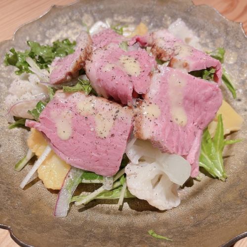 Colorful Salad with Domestic Duck and Flower Vegetables