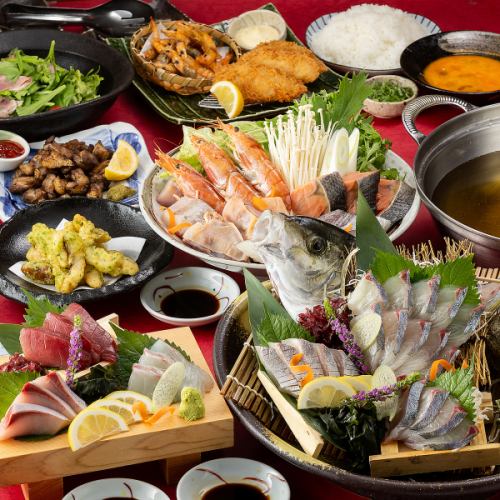 [Winter Party] A year-end party decorated with luxurious seafood! A variety of hot pots including seafood chanko, motsu, and winter yellowtail shabu-shabu