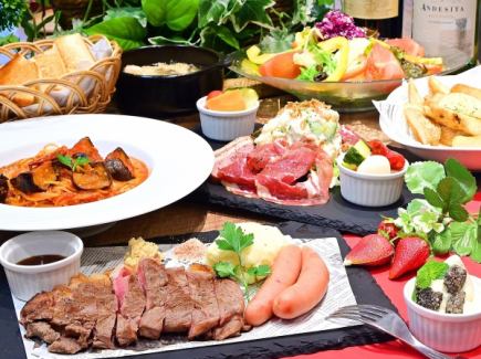 It comes with beef steak and sausages, so it's very filling ◎ All-you-can-drink beer!! \4,900 course!