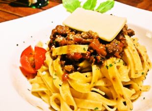 Bolognese carefully simmered in red wine
