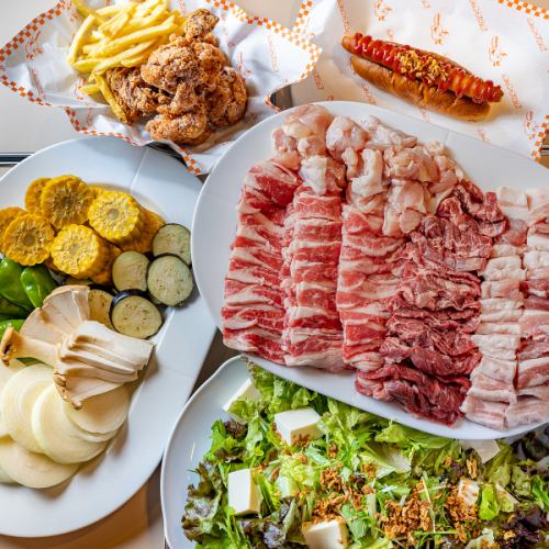 貸切BBQ、多彩メニューと充実のサービス付き