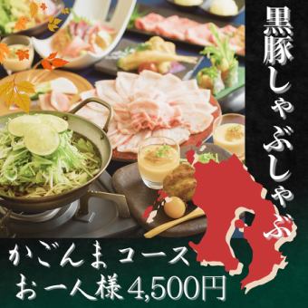 ＜日～木限定＞鹿児島産鮮魚３種と黒豚しゃぶしゃぶ◆鍋有かごんまコース◆ビール付2h飲み放題