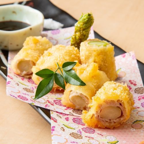 Pork-wrapped asparagus cutlet