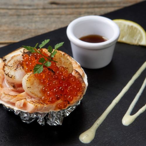 Grilled salmon and scallop carpaccio