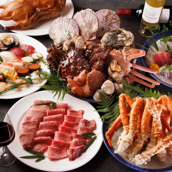 <日本最大> 享受包括紅帝王蟹在內的150多種菜餚的豪華烤肉和日式、西式、中式自助餐♪