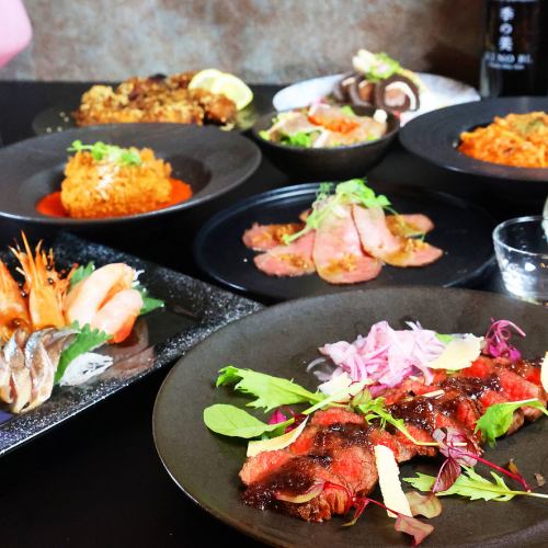 Carefully selected Japanese Black Beef and Akagyu Beef, local cuisine