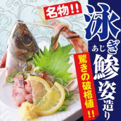 Super fresh! Swimming horse mackerel