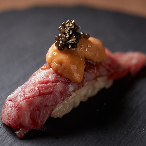 Yamashiro beef sirloin roasted raw sea urchin caviar