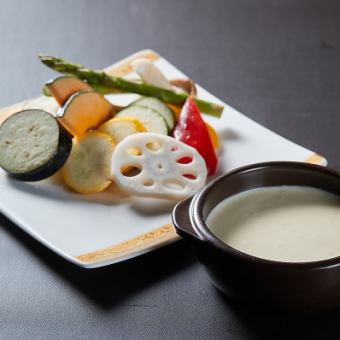 Assorted grilled vegetables (with cheese fondue sauce)