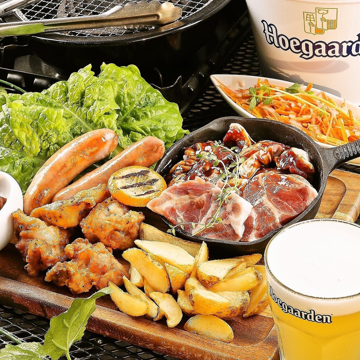 Lots of delicious meat and sausage ♪ + All-you-can-drink course