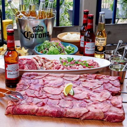 [Beef tongue BBQ] A hearty BBQ plan with beef tongue as the main dish and beef, pork and chicken! Includes all-you-can-eat rice and all-you-can-drink