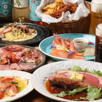 [Standard Plan] 8-dish course including our signature thick-sliced roast beef, 90-minute all-you-can-drink course for 6,000 yen (tax included)