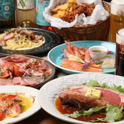 [Standard Plan] 8-dish course including our signature thick-sliced roast beef, 90-minute all-you-can-drink course for 6,000 yen (tax included)