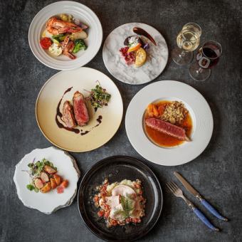 【聖なる夜に】Xmasコース サロマ和牛と京鴨のローストのWメイン 乾杯ワイン&食後の紅茶付