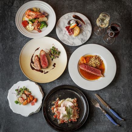 【聖なる夜に】Xmasコース サロマ和牛と京鴨のローストのWメイン 乾杯ワイン&食後の紅茶付