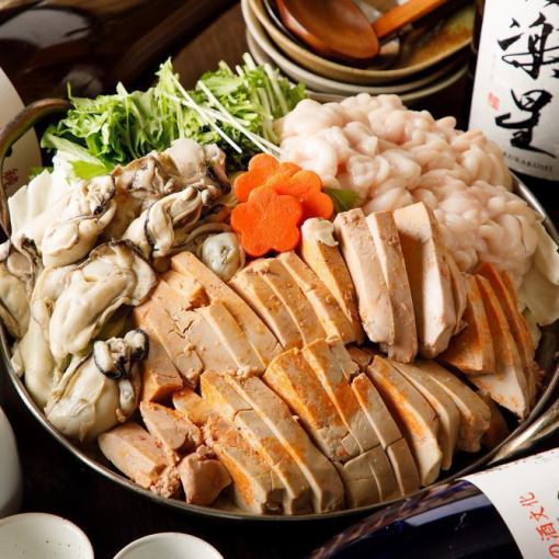 [Topical on SNS] Luxurious gout hotpot course (with Shirako, Red bean liver, and oysters) 2 hours all-you-can-drink included 5,500 yen (tax included)