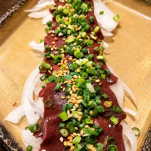 Rare liver sashimi