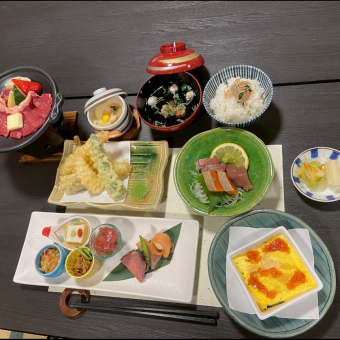 国産和牛と旬な食材を中心に取り揃えた会席プラン7000円（税込み）