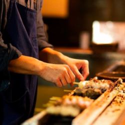 Yakitori grilled with binchotan charcoal