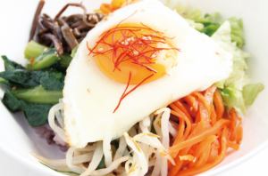 Namul bibimbap made with vegetables directly delivered from Korea