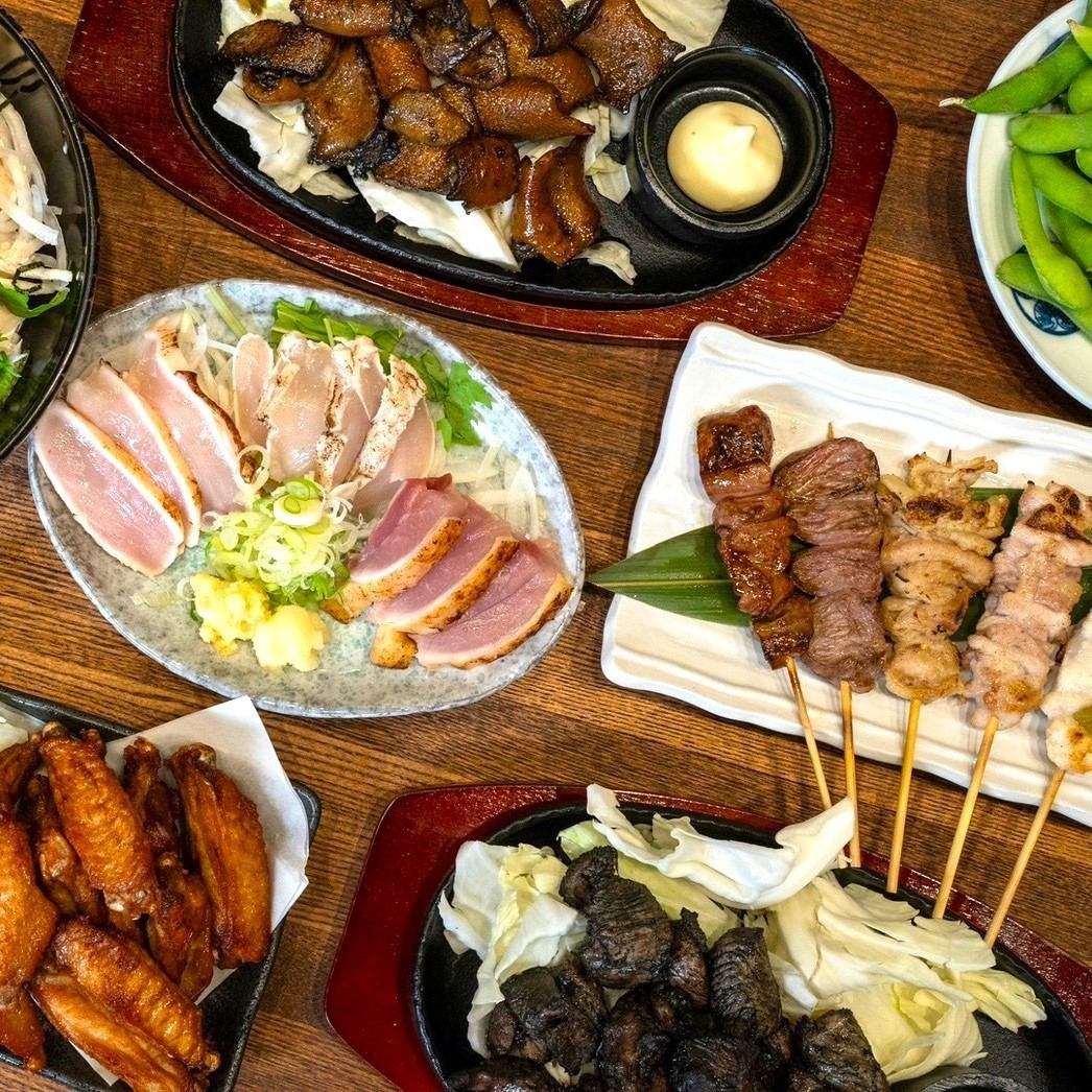 Enjoy yakitori, charcoal-grilled, and deep-fried Chiran chicken pulled every morning!