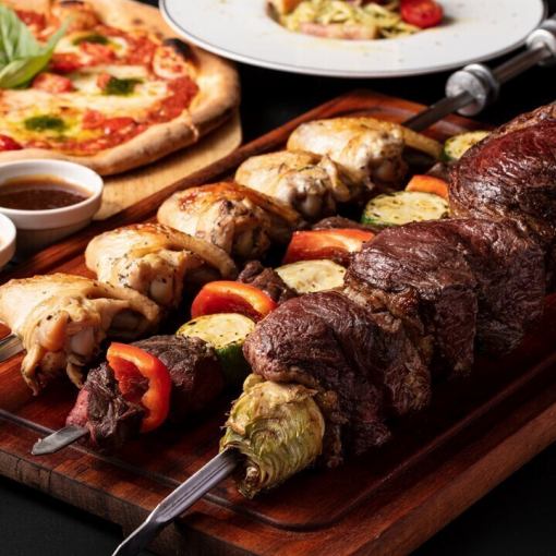 【前日要予約】本格ブラジル式BBQ《シュラスコ》120分食べ飲み放題3480円