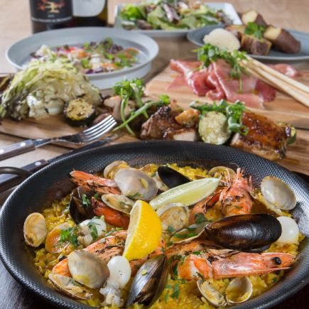 [Casual Plan] Enjoy paella and other firewood dishes with 2 hours of all-you-can-drink for 4,500 yen (tax included)