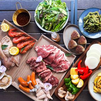 【테라스 전용】저희 가게 추천♪고기×해물 만끽!「BBQ 스탠다드 코스」≪무료 뷔페 첨부≫