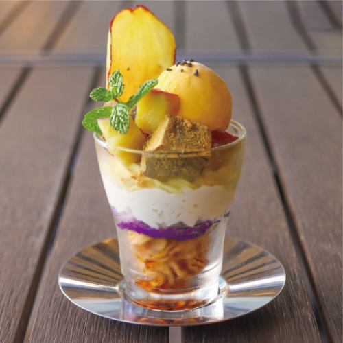 Brown sugar warabi mochi and sweet potato parfait