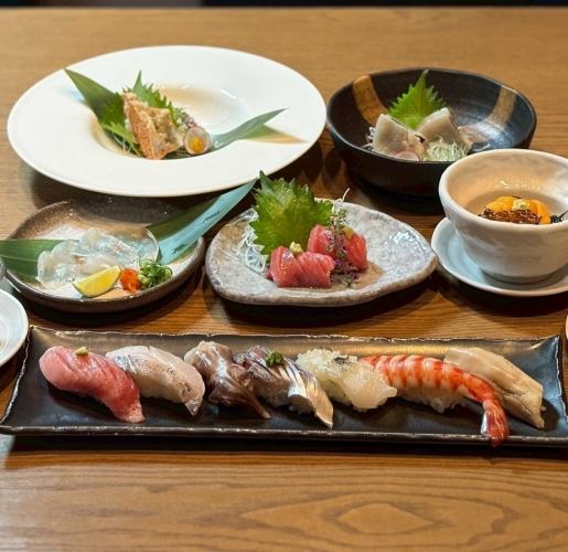 【ディナー●菖蒲コース】旬の味覚をいかした前菜、にぎり、止メ椀、デザートを堪能できるプラン