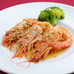 有頭海老のガーリックソテー