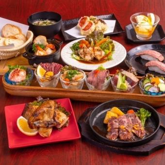 Luxurious meat tataki and meat combo platter!! Local chicken, Miyazaki beef and skirt steak 2h course (with all-you-can-drink) / 5,000 yen including tax