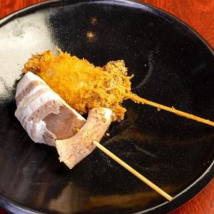 Shiitake mushroom and pork kushikatsu (2 skewers)