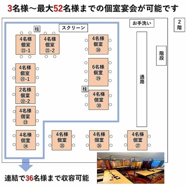 【少人数OK！個室をご用意】人数に合わせた個室をご用意しております♪普段使いはもちろん、記念日や誕生日などのお祝い事、少人数での宴会など様々なシーンにご利用いただけます！！気軽にご相談ください♪♪