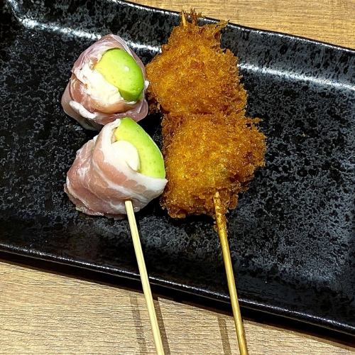 アボカドとチーズ豚巻き串カツ