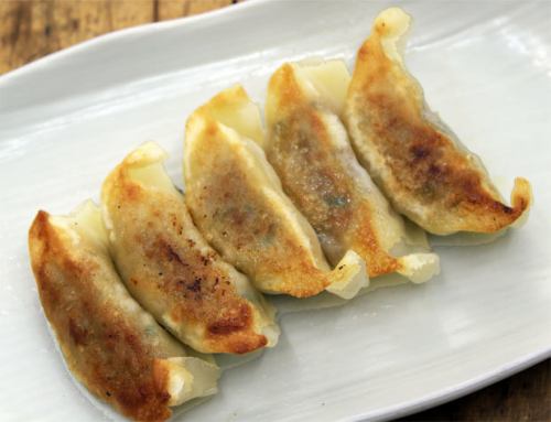 Deep-fried gyoza dumplings with black pork and green onions