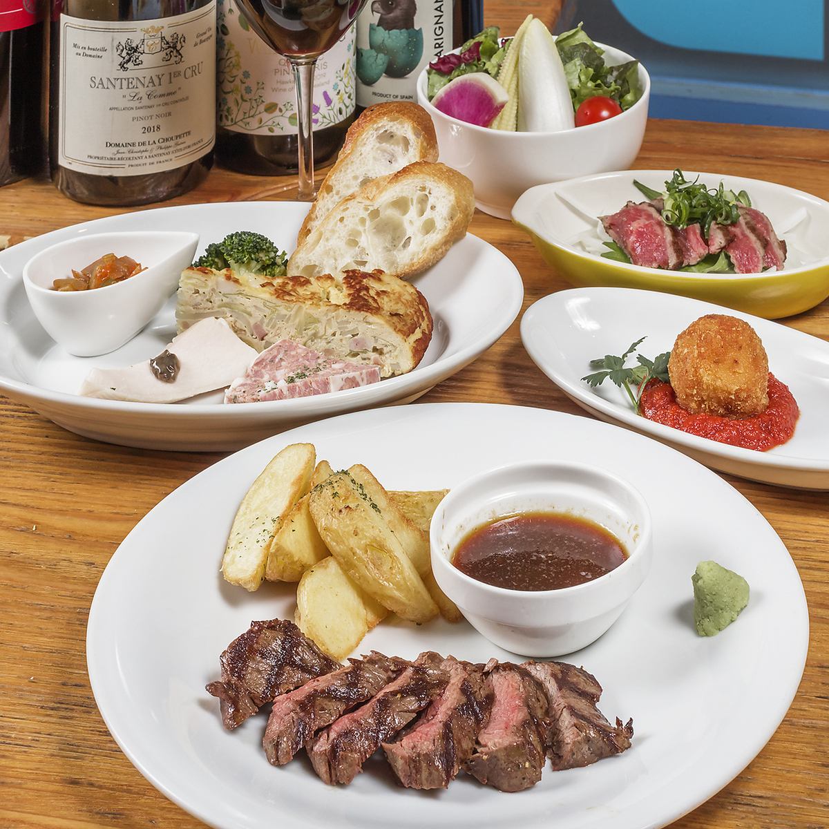 [One dish per person!] 6 dishes including steak + 2 hours of all-you-can-drink for 4,000 yen