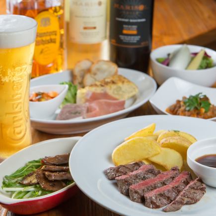 ≪月～木限定！2時間飲み放題≫1人一皿ずつご提供！ロースステーキコース全6品4000円(税込)