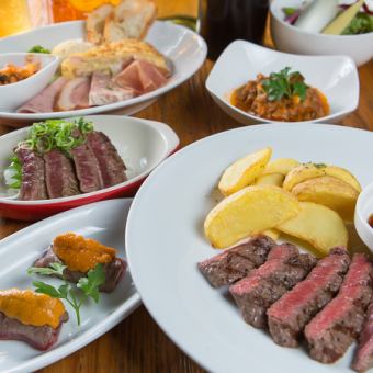 Wagyu beef steak course: 4,000 yen (tax included) for food only