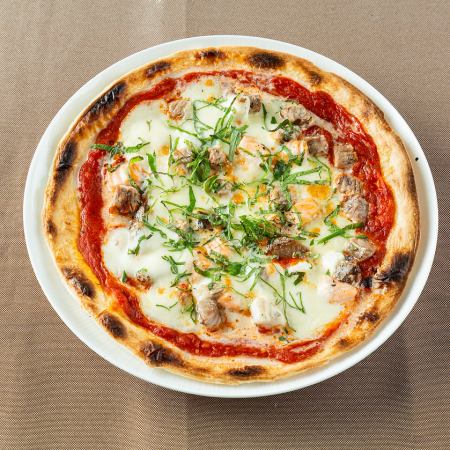 Margherita with fresh mozzarella and seafood
