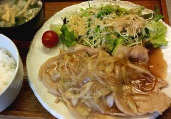 Grilled Shinshu pork with green onion sauce set meal