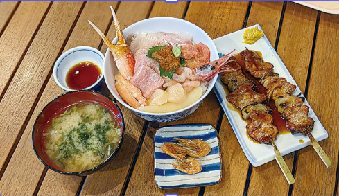 海鲜盖饭和室兰烤鸡串套餐
