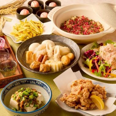  〈春夏〉【京出汁おでん食べ放題】梅じゃこ炊きご飯等「厳島コース」3500円〈全7品〉※金土祝前