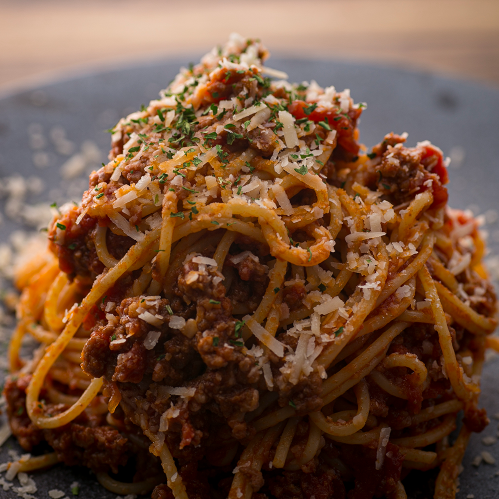 Tomato sauce pasta with plenty of meat