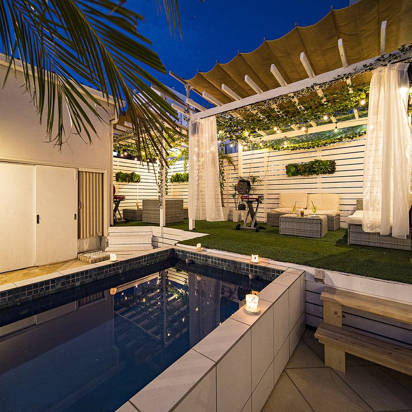 Relaxing Italian & BBQ on the rooftop terrace with a pool where you can see the night view ◎