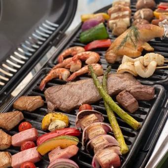 [Deluxe BBQ & Seafood] Premium meat including domestic beef ☆ If you're going to do it, do it luxuriously ♪ 6,600 yen