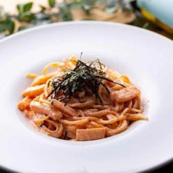 イカと明太子のクリームパスタ